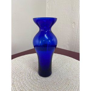 Cobalt Modern Glass Vase Artistic Shape 7”